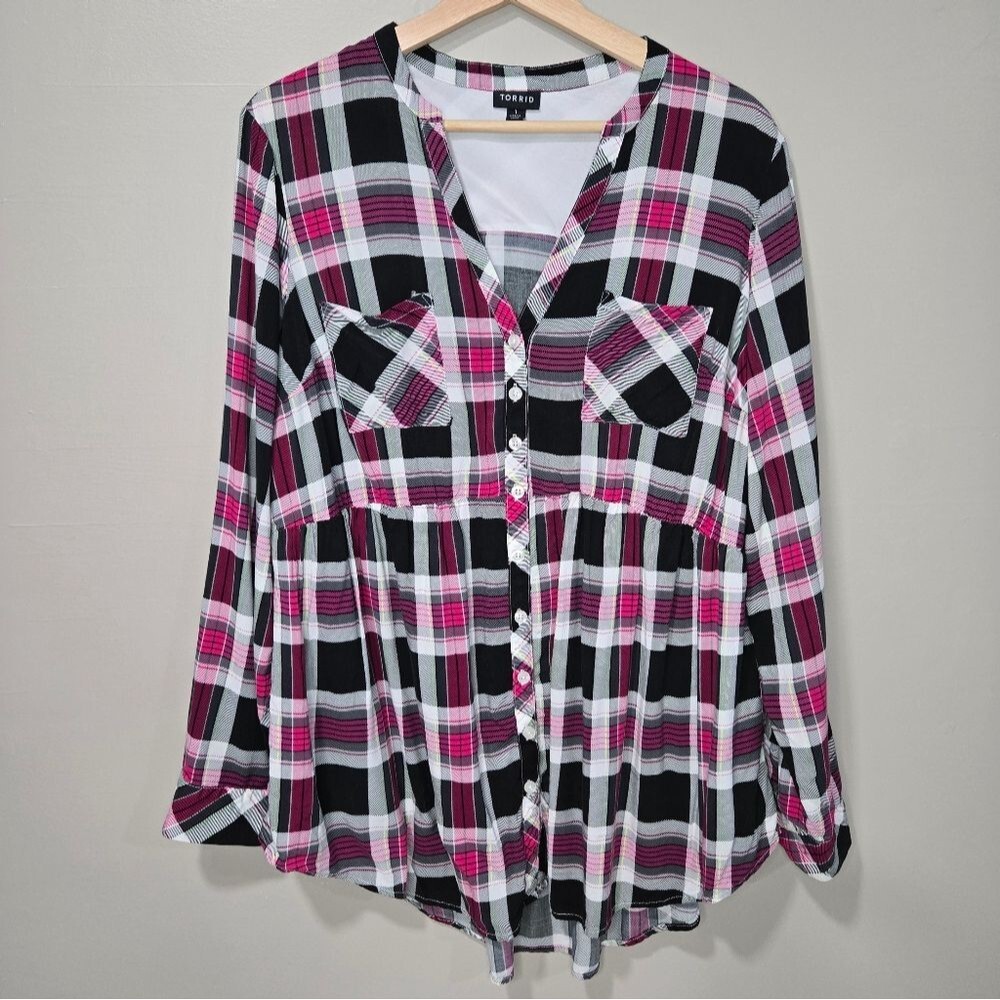 Torrid Emma Babydoll Challis Button-Front Tunic